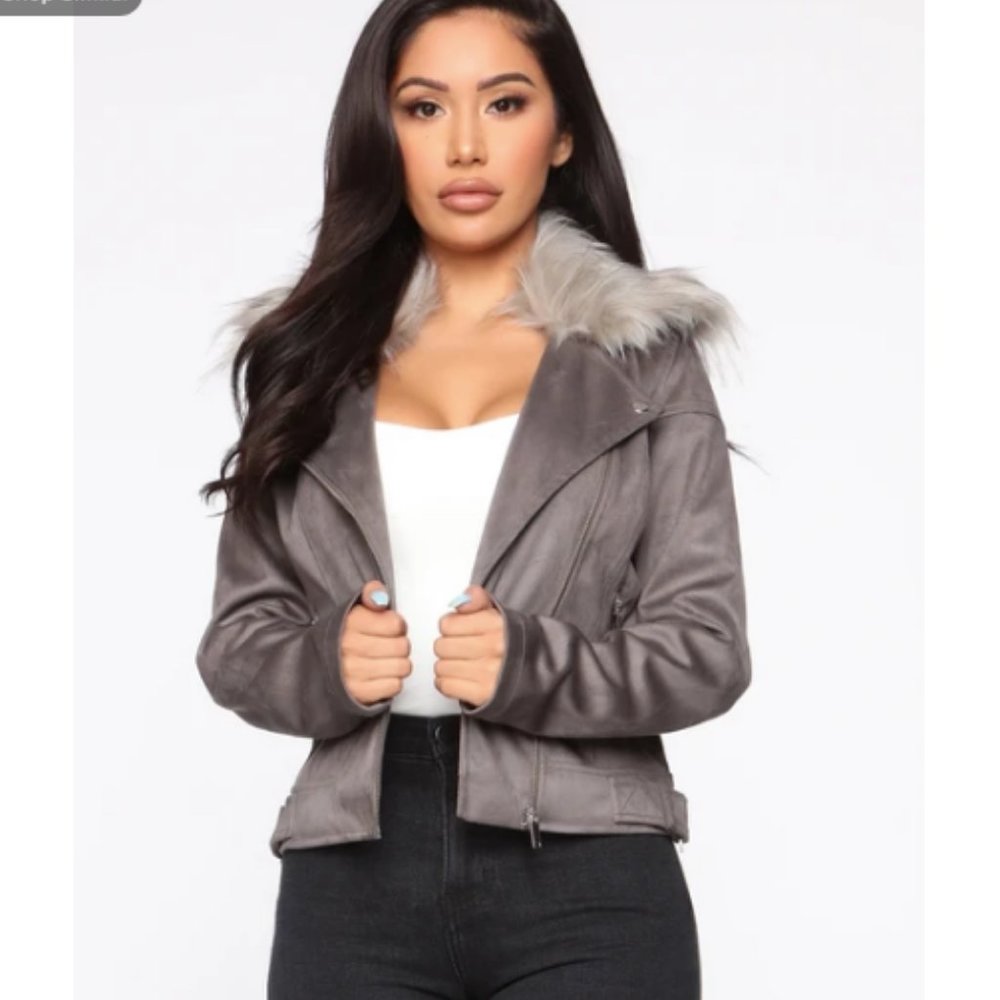 FASHION NOVA LIVING LAVISHLY MOTO JACKET - GREY